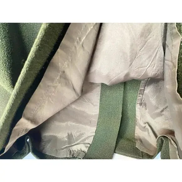 Ferre Gianni Skirt Womens 22 Olive Green Solid  Zip Back Slit Lined Career - Picture 5 of 13